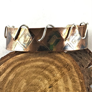 Laced and Etched Copper Cuff
