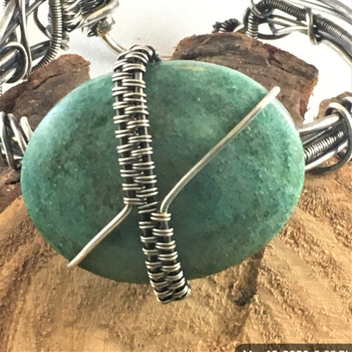 Sterling silver wire & aventurine bracelet