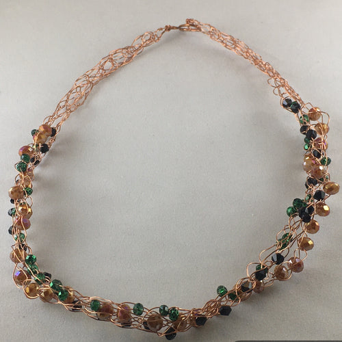 Crocheted copper wire necklace version 3