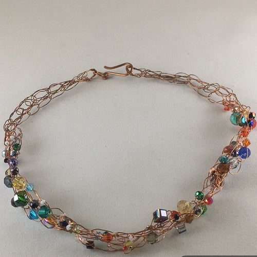 Crocheted copper wire necklace version 2