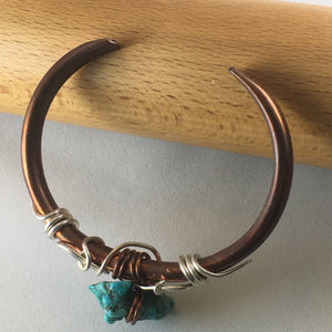 Copper, silver and turquoise bracelet
