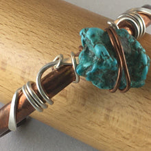 Load image into Gallery viewer, Copper, silver and turquoise bracelet