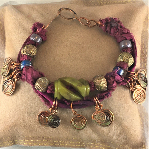 Jade and copper bracelet