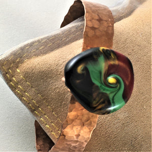 Hammered copper and lamp-work bead bracelet