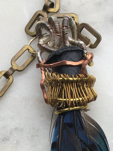 Brass Band and Feathers Necklace - Trail trash
