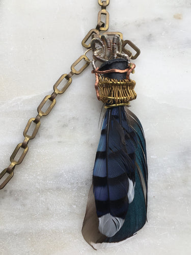 Brass Band and Feathers Necklace - Trail trash