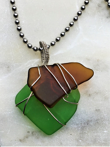 Green and Brown Trail Glass Necklace