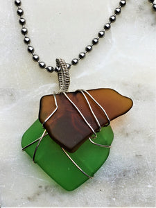 Green and Brown Trail Glass Necklace