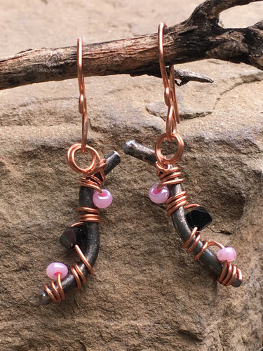 Pink Bead Earrings - Trail trash