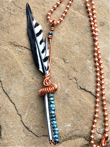 Feather and Beads Necklace - Trail trash